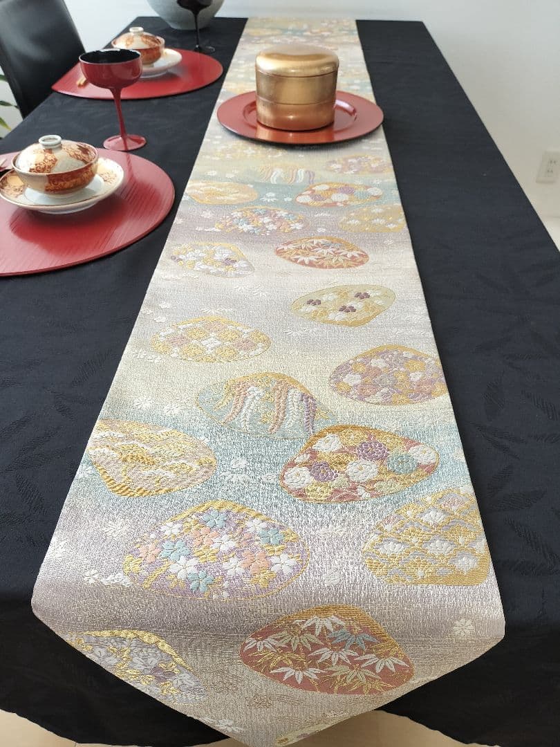 A717高級‼️ひな祭り‼️袋帯テーブルランナー2m17cm