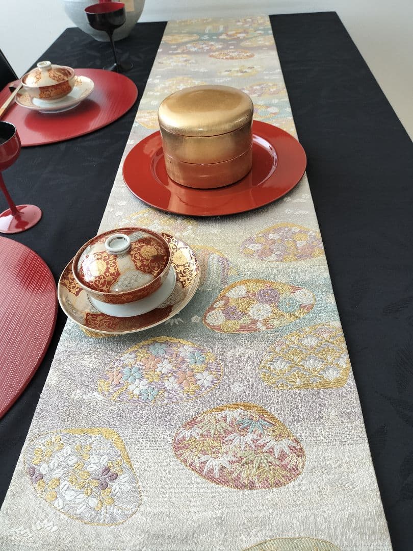 A717高級‼️ひな祭り‼️袋帯テーブルランナー2m17cm