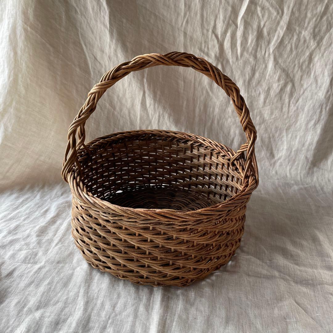 持ち手つき　あけびかご　小物入れ　古道具