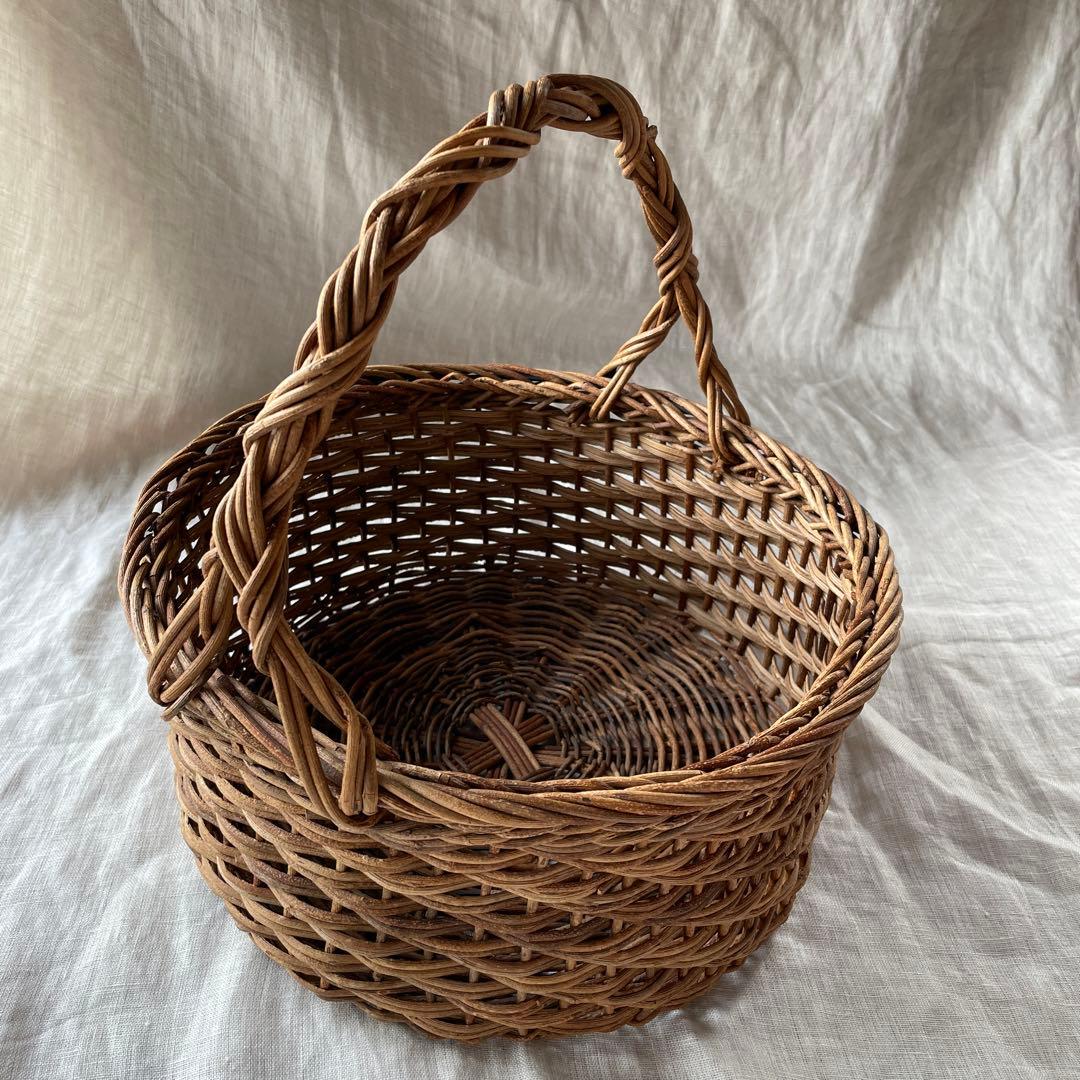 持ち手つき　あけびかご　小物入れ　古道具