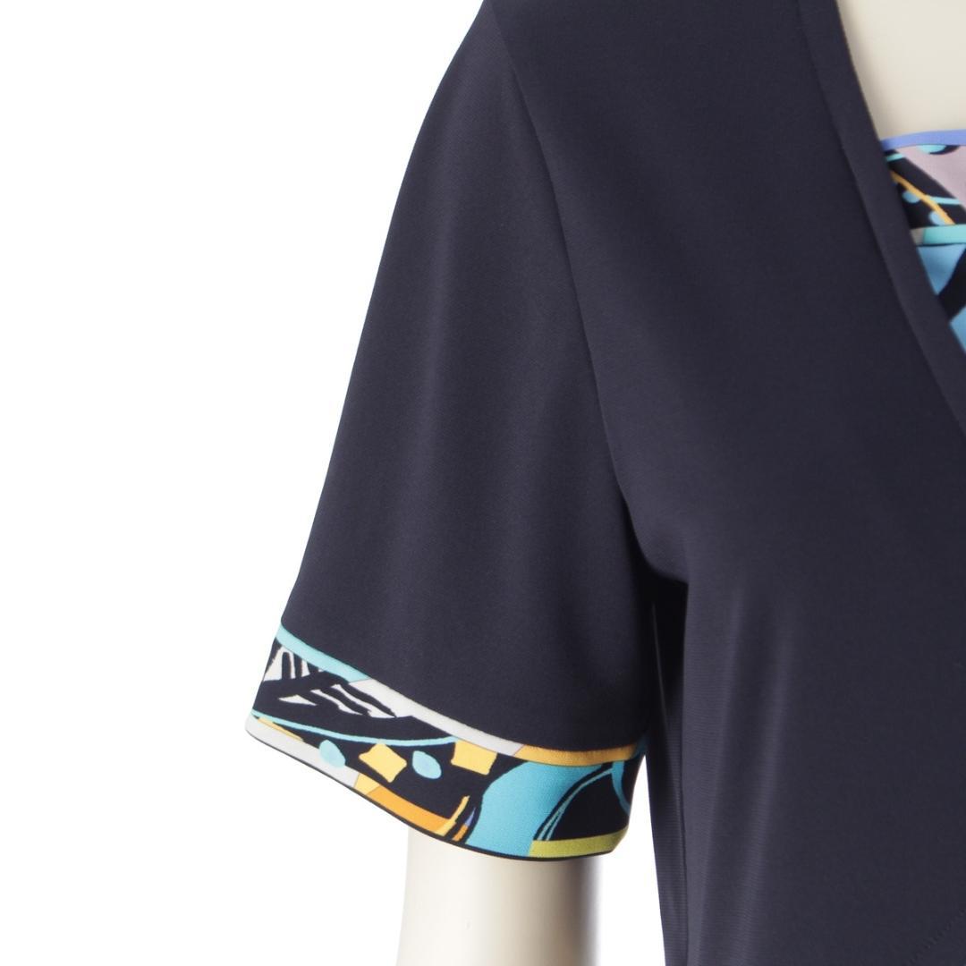 美品✨ レオナール ワンピース ポリエステル ネイビー S～Ｍ相当 1334