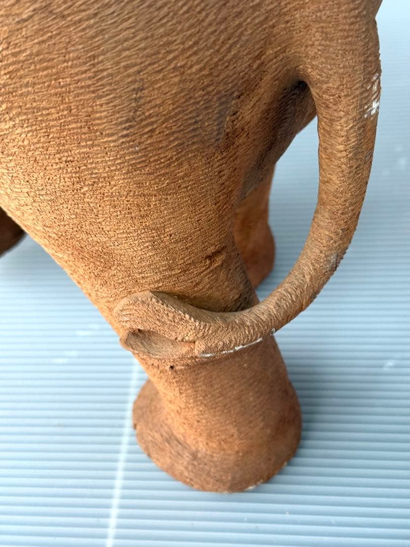 珍しい 希少！50cm リアル 一刀彫り 親子 ゾウ 彫刻 アンティーク 象