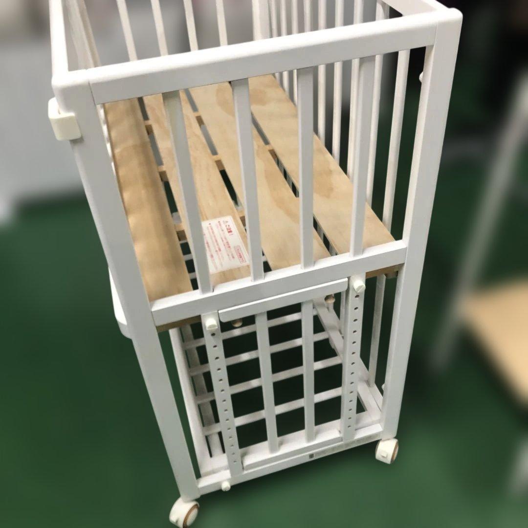 大和屋 そいねーる+ロング ベビーベッド ホワイト キャスター付き ベビー用品