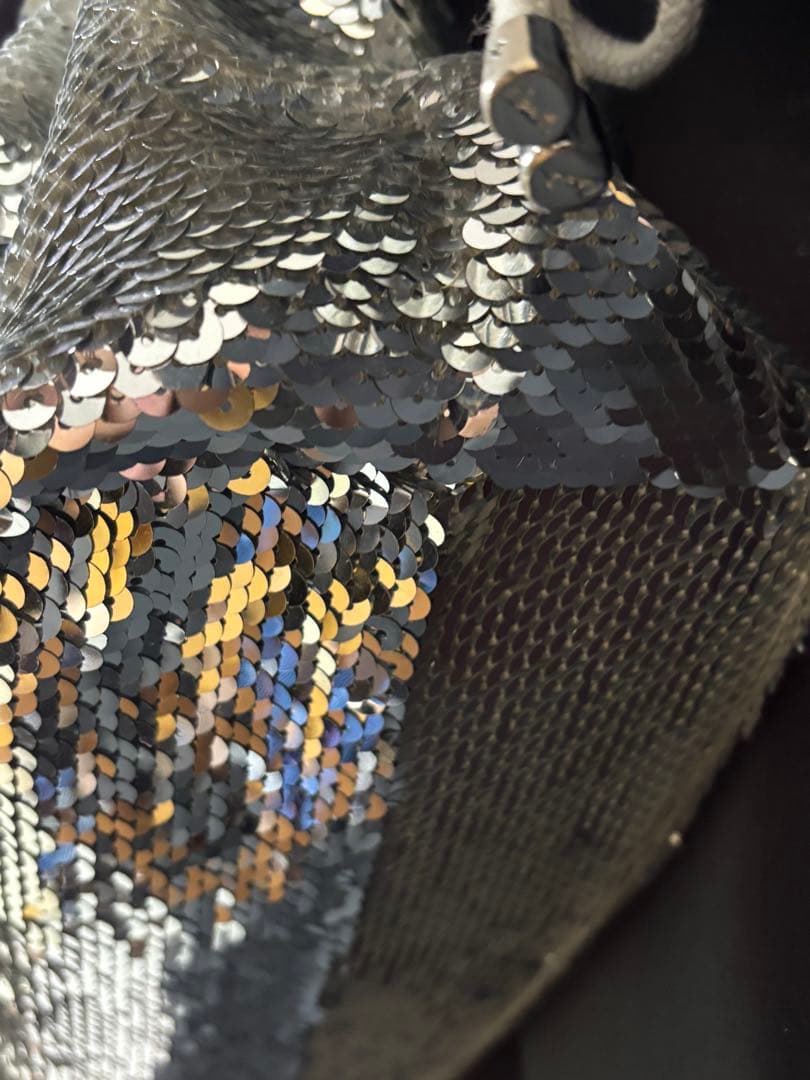 COACH コーチ ポピー ショルダーバッグ スパンコール シルバーPOPPY