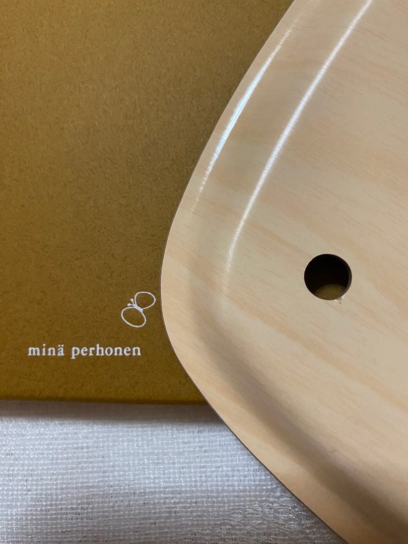 新品未使用★ミナペルホネン　タンバリン　トレイ　brown 白樺＊菱形　レア希少