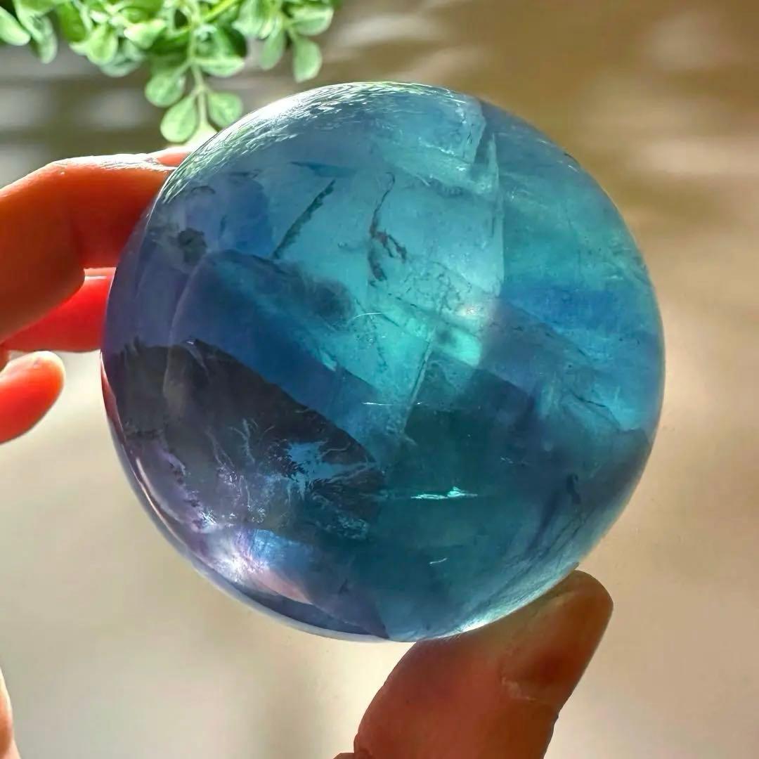 ブルーフローライト　スフィア　5.8㎝325g フローライト　マリンブルー