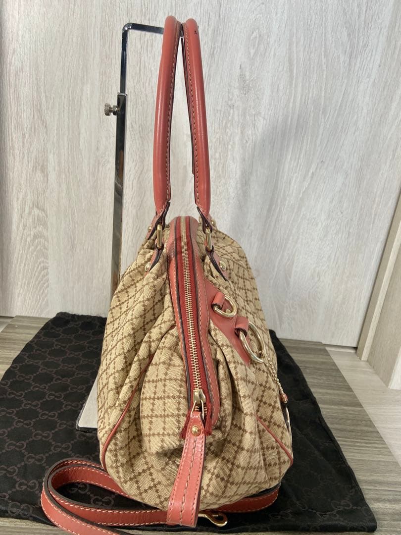 グッチ　ディアマンテ　2way トートバッグ キャンバス　インターロッキング