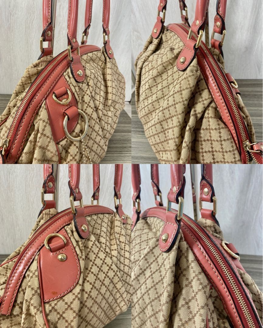 グッチ　ディアマンテ　2way トートバッグ キャンバス　インターロッキング