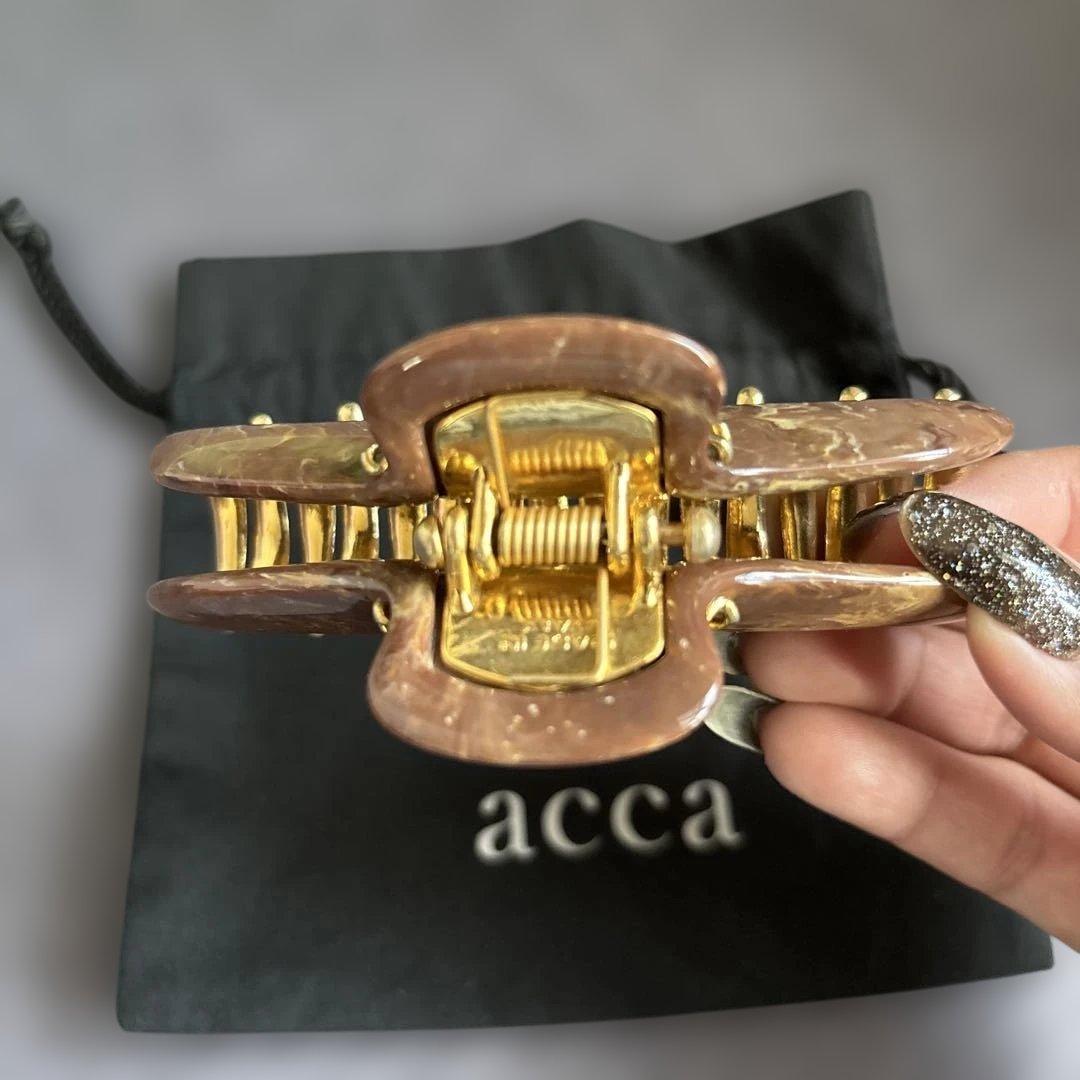 と*ん様 秋冬ブラウン！acca ヘアクリップ Lサイズ⭐︎マーブルにゴールドチ