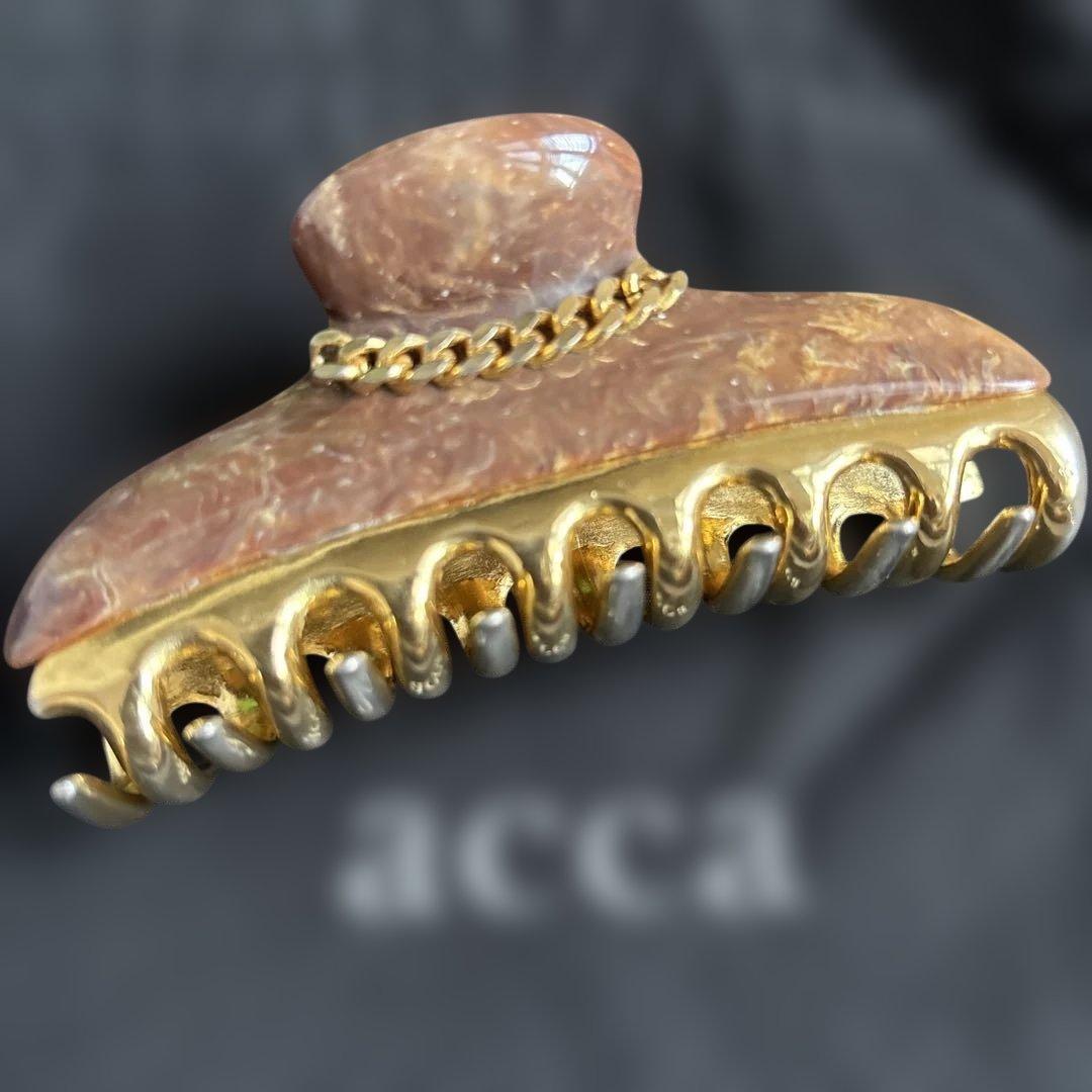 と*ん様 秋冬ブラウン！acca ヘアクリップ Lサイズ⭐︎マーブルにゴールドチ