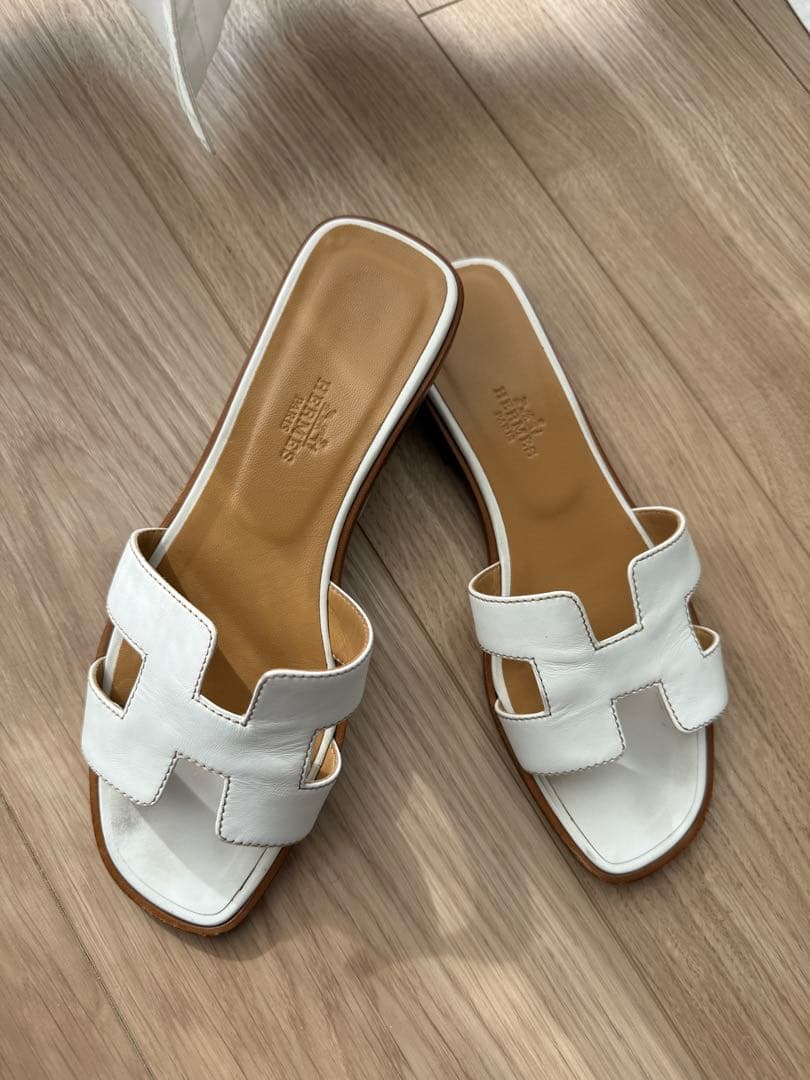 HERMES エルメス オランサンダル ホワイト36.5