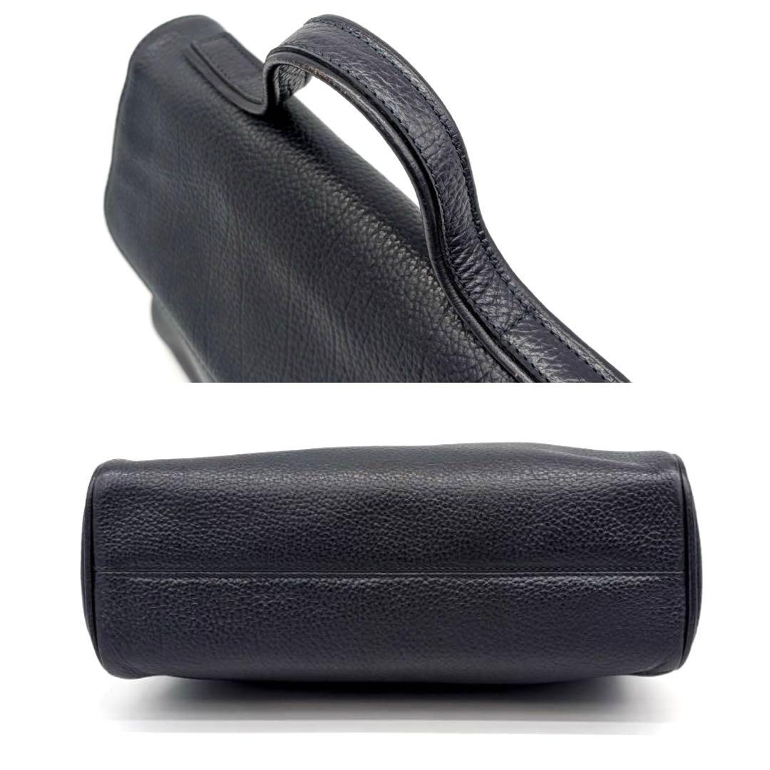 HENRY HIGH CLASS✨ハイクラス　ハンドバッグ　シボ革　ネイビー