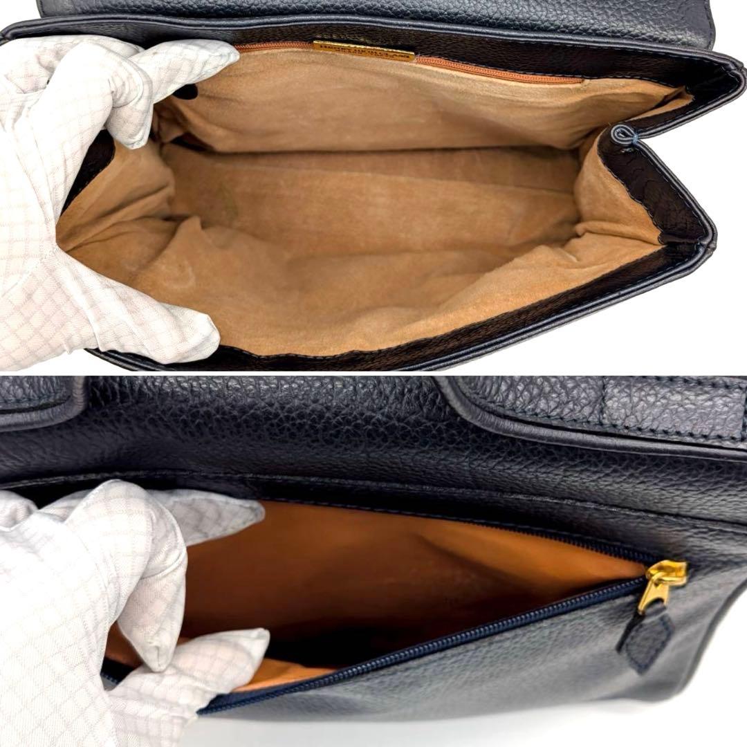 HENRY HIGH CLASS✨ハイクラス　ハンドバッグ　シボ革　ネイビー