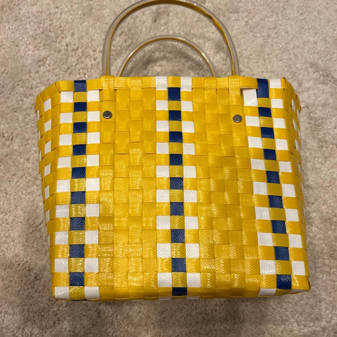 MARNI イエロー編み込みかごバッグ