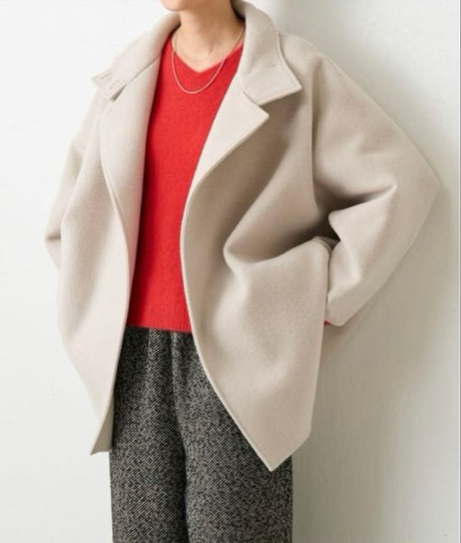 【美品】今季物 BEARDSLEYドルマンリバーコート ライトグレー