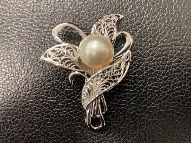美品　田崎真珠　ブローチ　マベパール　タサキ　シルバー