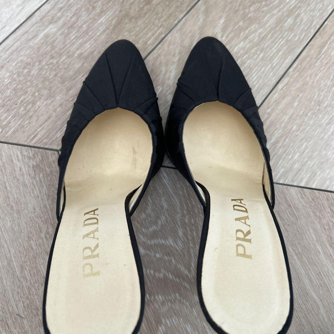 PRADA 黒 ミュール 36 結婚式　二次会　パーティー　サンダル　ブラック