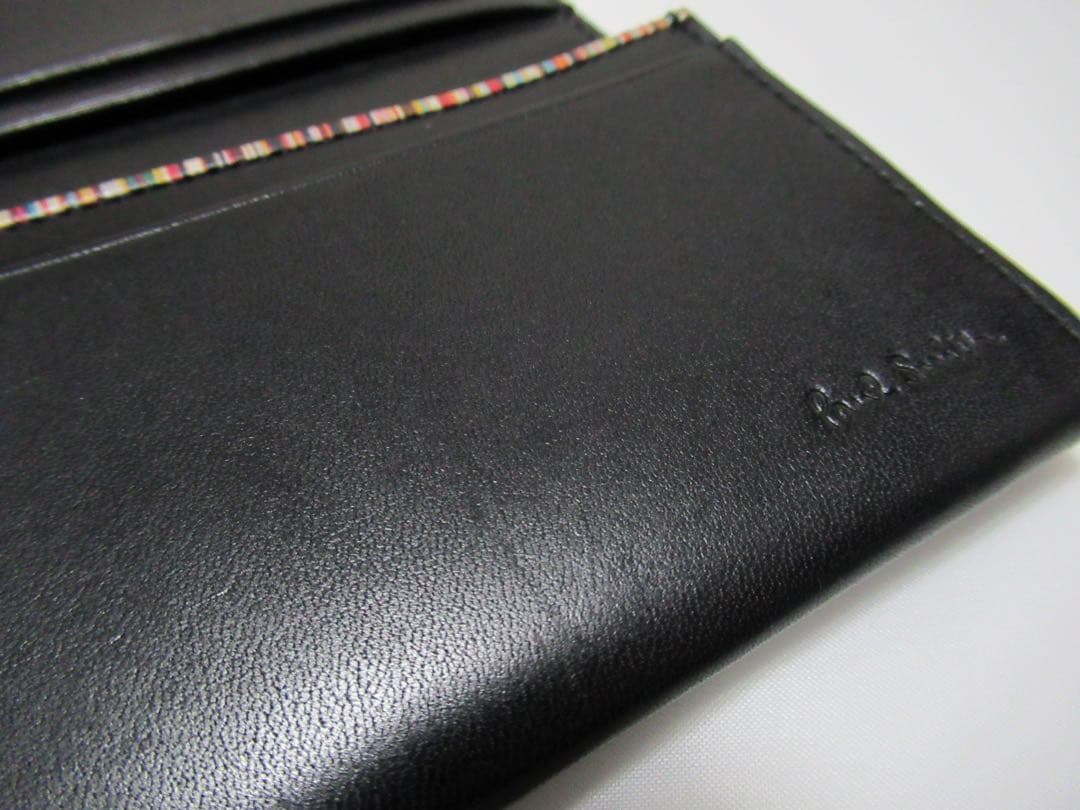 ポールスミス 新品！オールドレザーマルチストライプ入り牛革名刺入れ カードケース