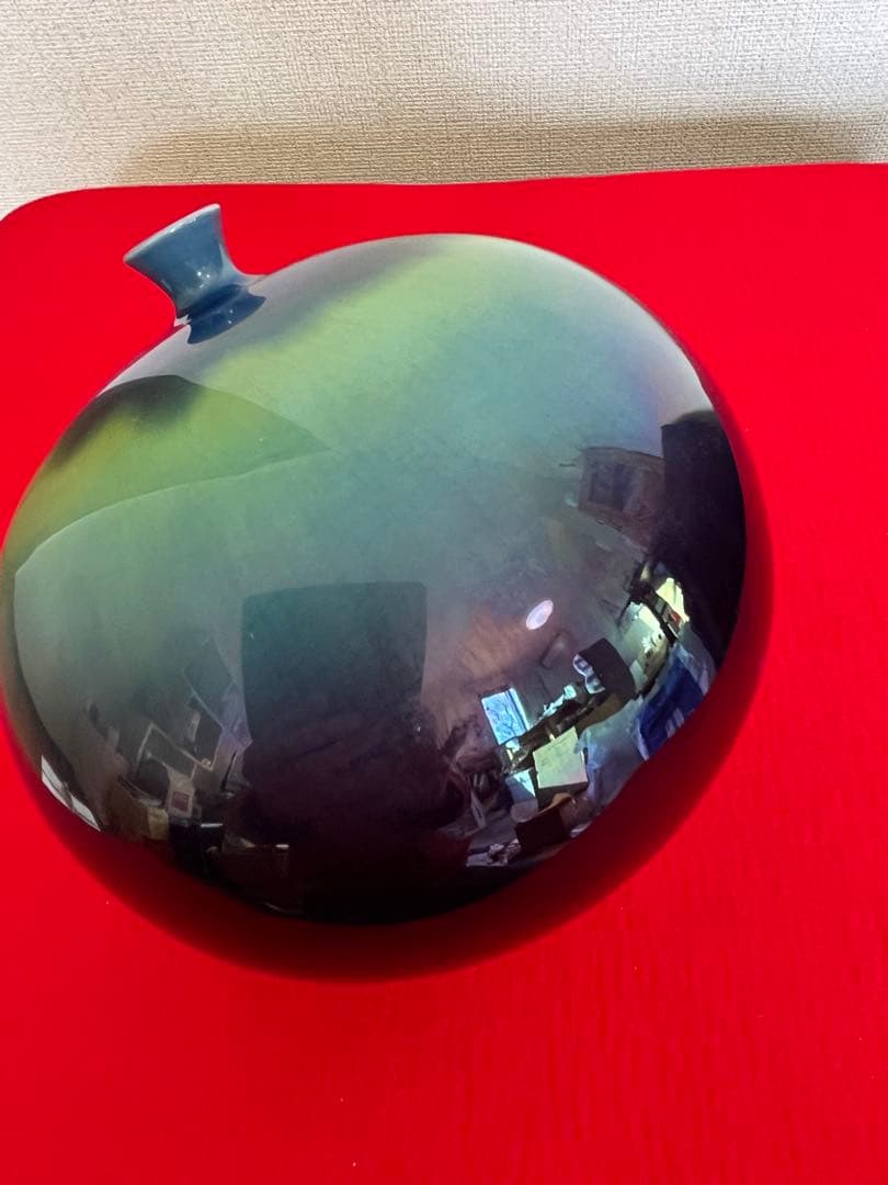 人間国宝 柳雨軒 3代 徳田八十吉 碧明釉 壺 約16cm 管理T304