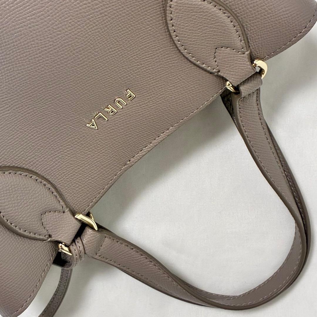 【未使用級/カード付】フルラ ミネルヴァ 2way ハンドバッグ レザー 本革