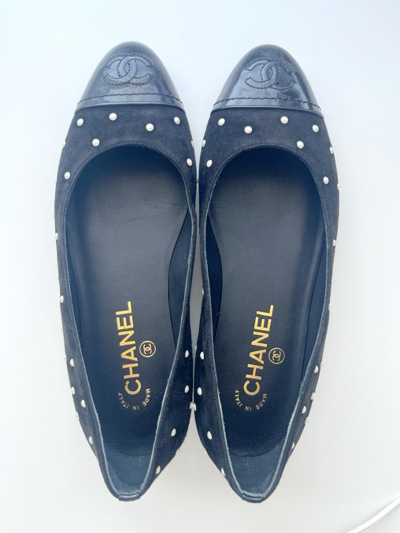 【極美品】CHANEL　シャネル　バレリーナ　パール　黒　フラットシューズ