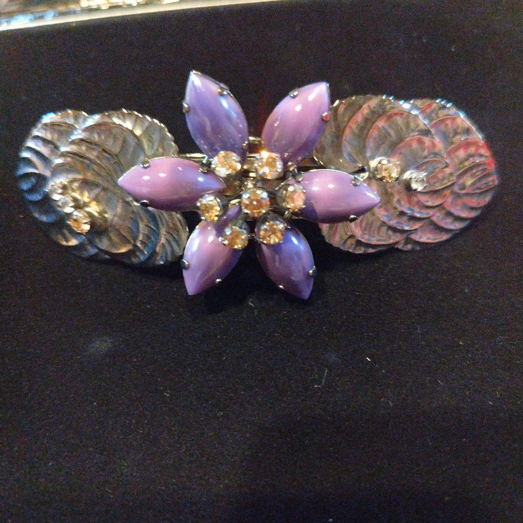 ⑬imac ビンテージオレンジ花モチーフヘアクリップ