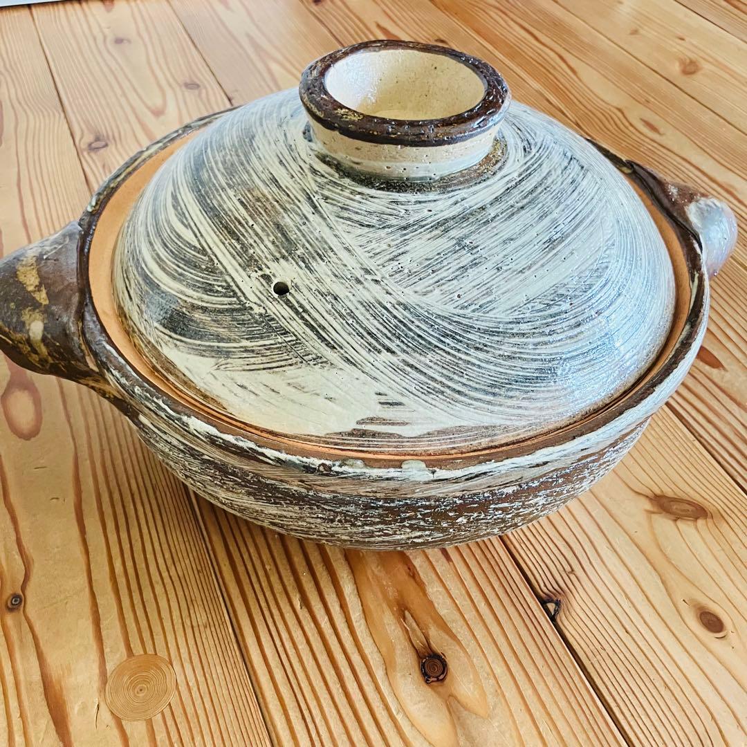 美品　伊賀土鍋 刷毛目 大 （約3～5人用）日本製 民芸