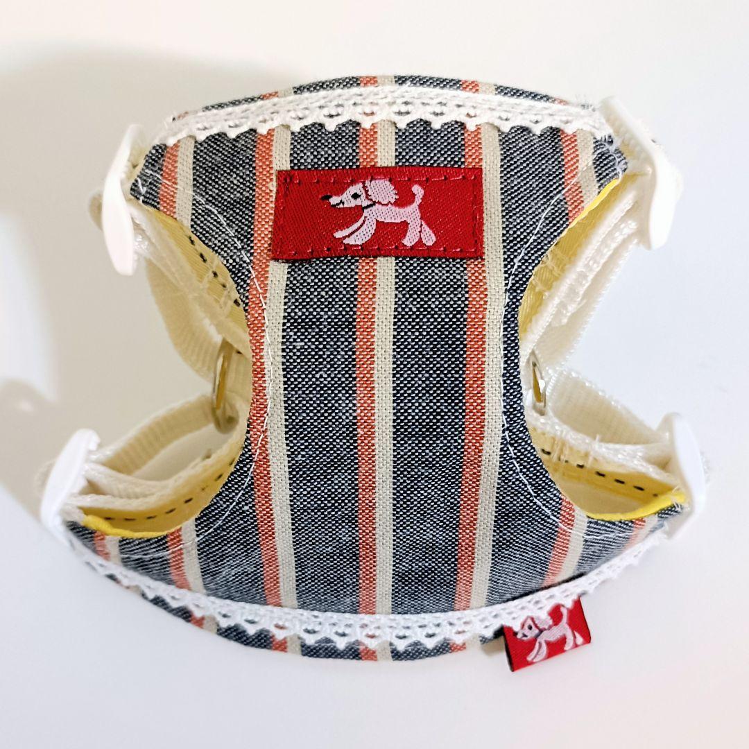 小型犬用 ハーネス Sサイズ ハンドメイド デニムストライプ