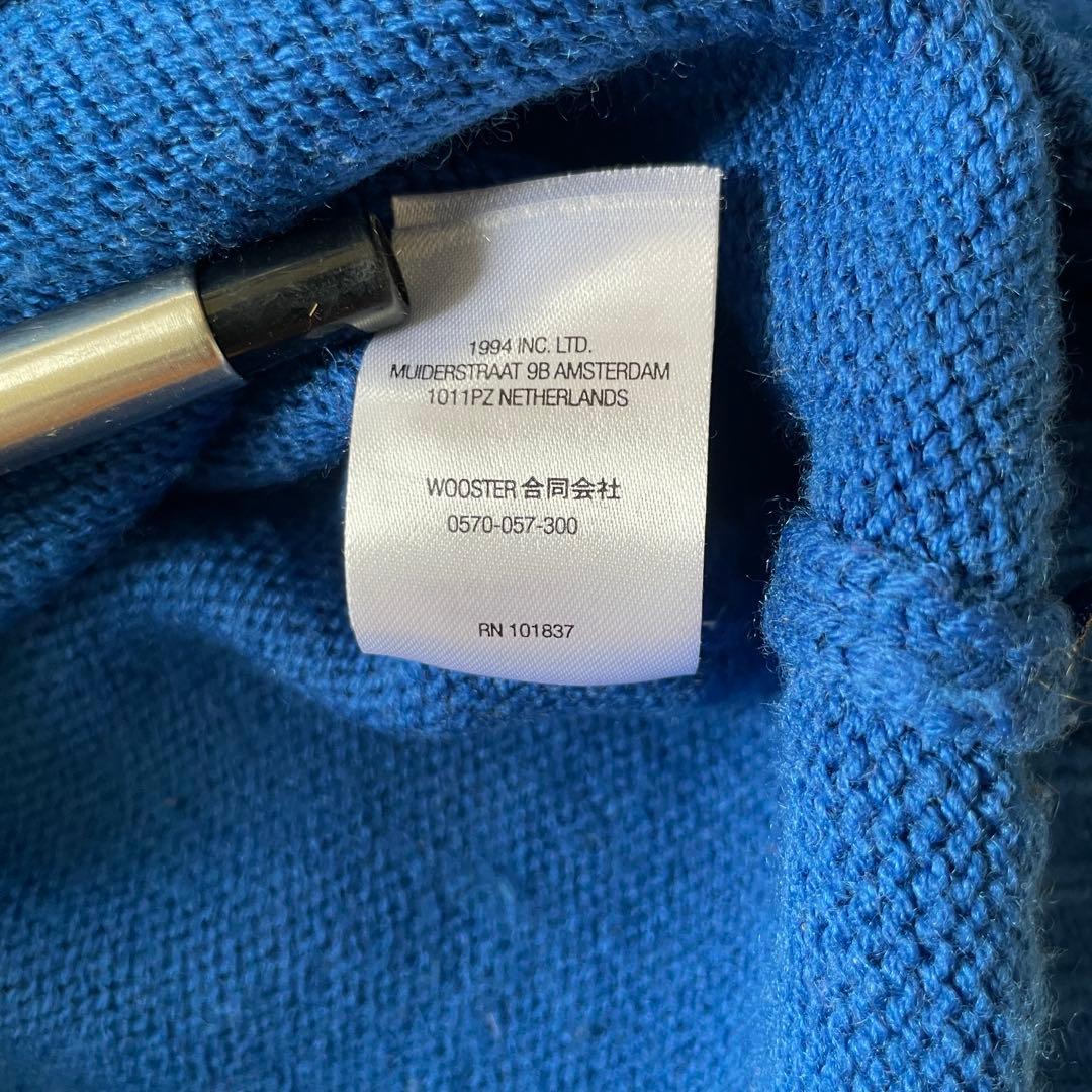 Supreme ニット セーター 刺繍ロゴ　ウール混素材　青　S
