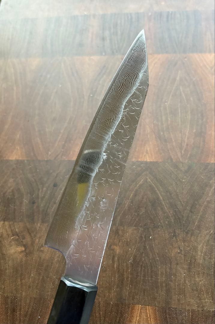 二唐刃物　SPG STRIX 切付　ペティ　150mm 包丁槌目　ダマスカス