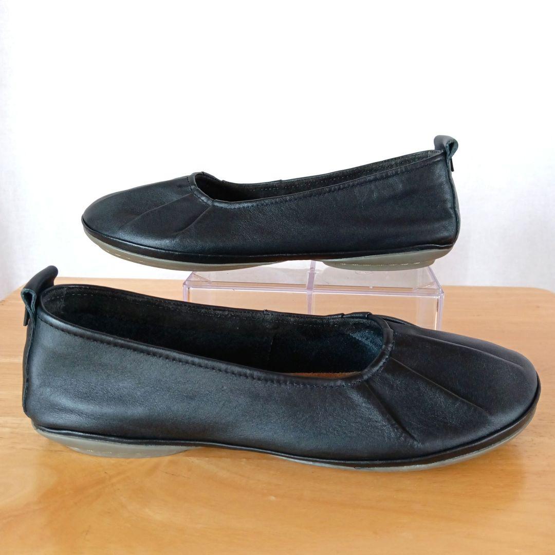 y*i様 美品◆CAMPER カンペール　パンプス　フラット　ギャザー　ブラック