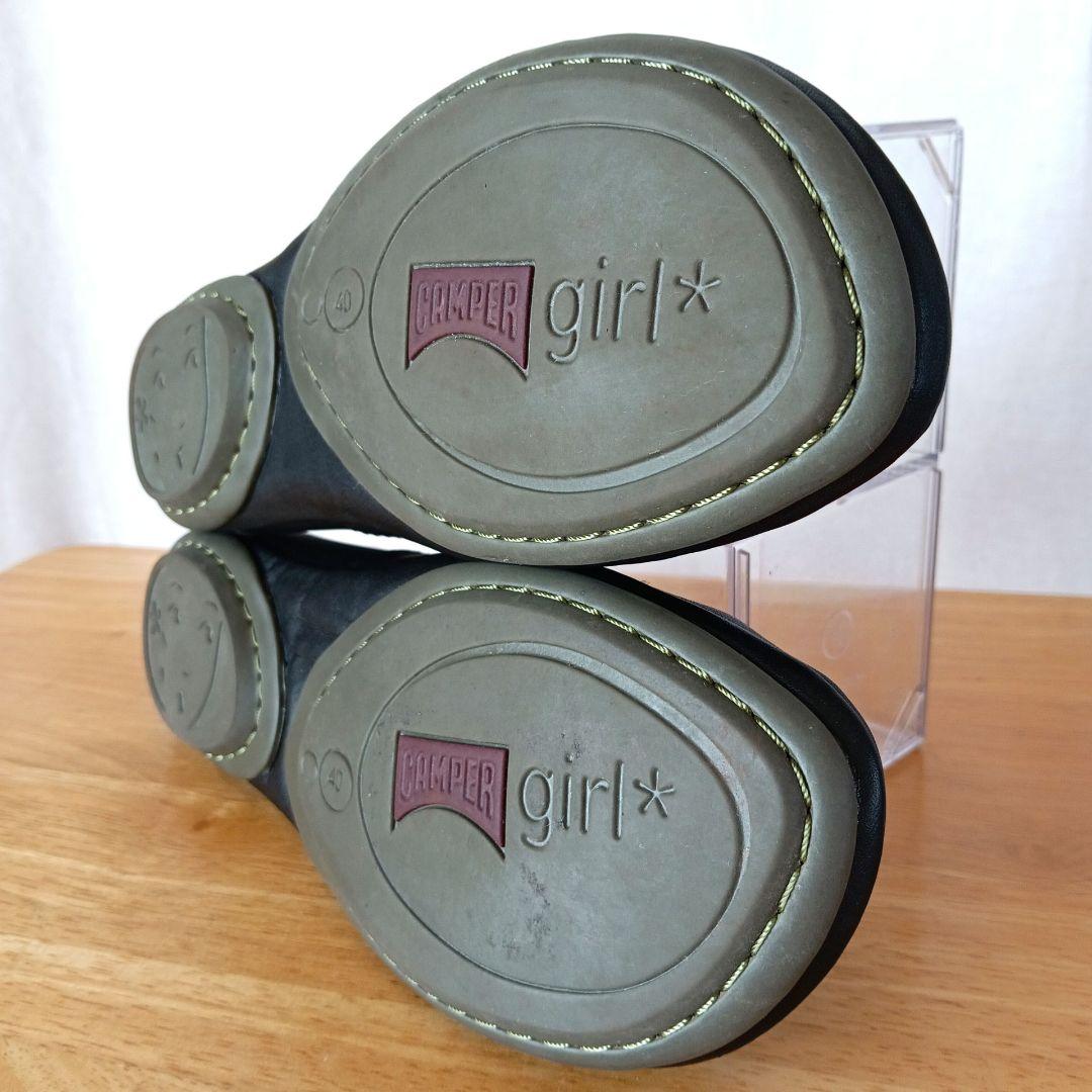 y*i様 美品◆CAMPER カンペール　パンプス　フラット　ギャザー　ブラック