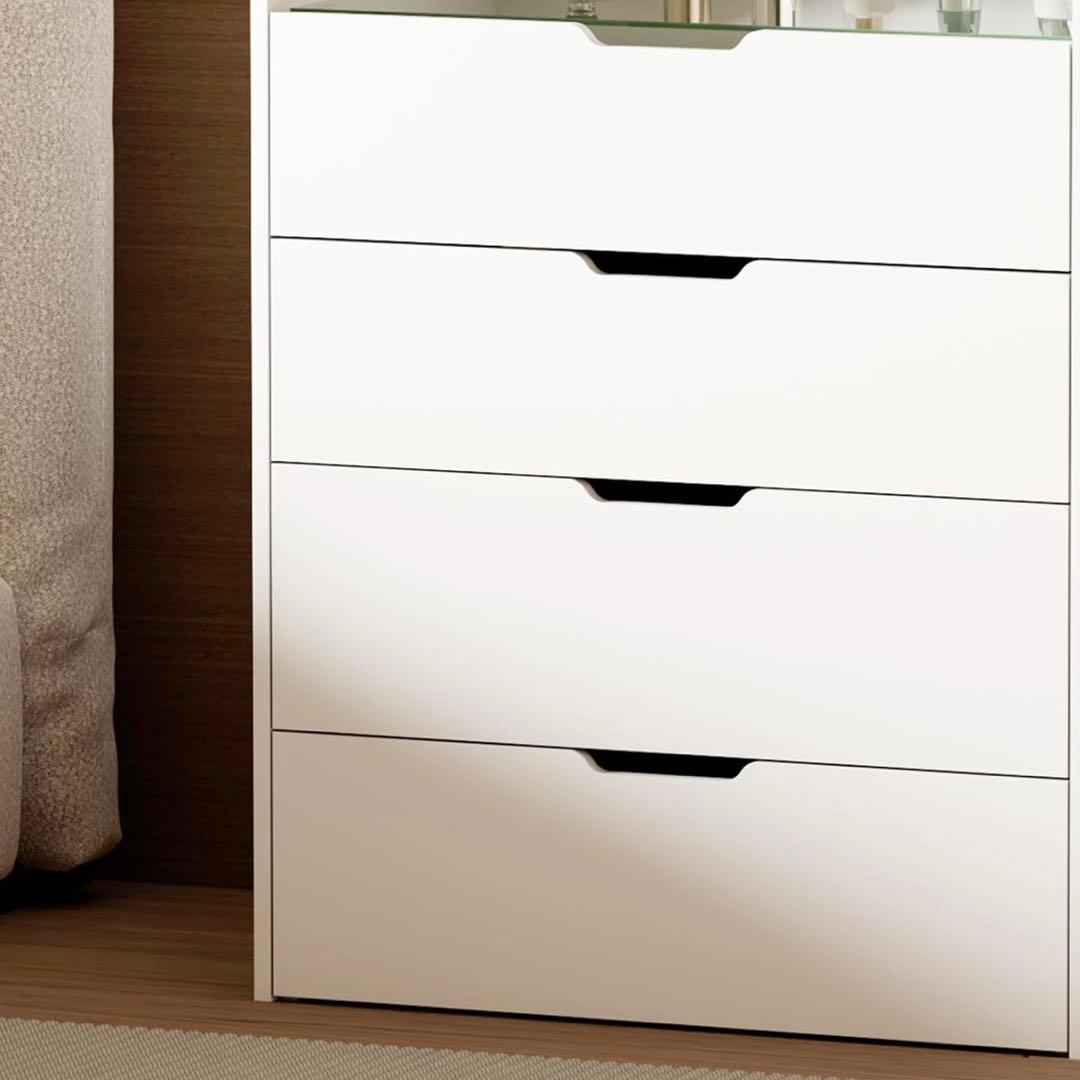 1台3役 ドレッサー キャビネット サイドテーブル 鏡付き スツール付き