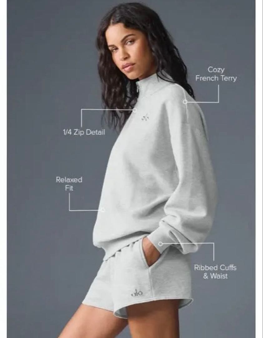 未使用　Alo グレー 1/4ジップ スウェット