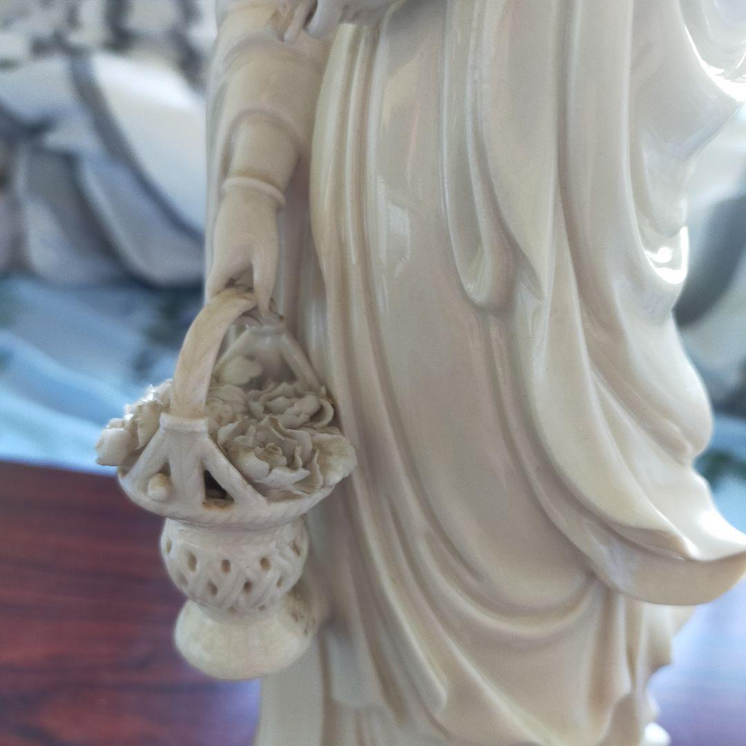 磁製 仏像 花かご　　中国　徳化　　30*12cm