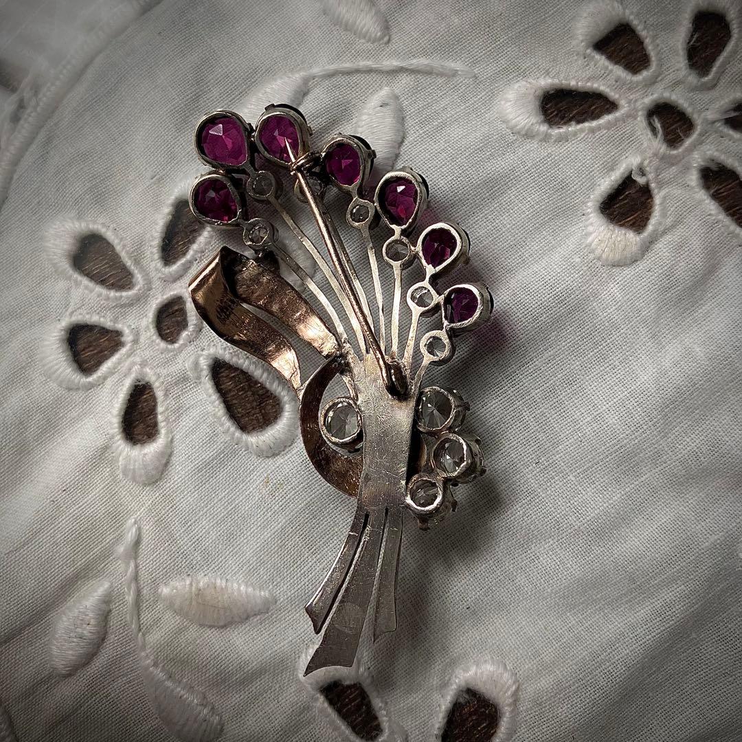 ビンテージ　天然ロードライトガーネット　　 ブローチ
