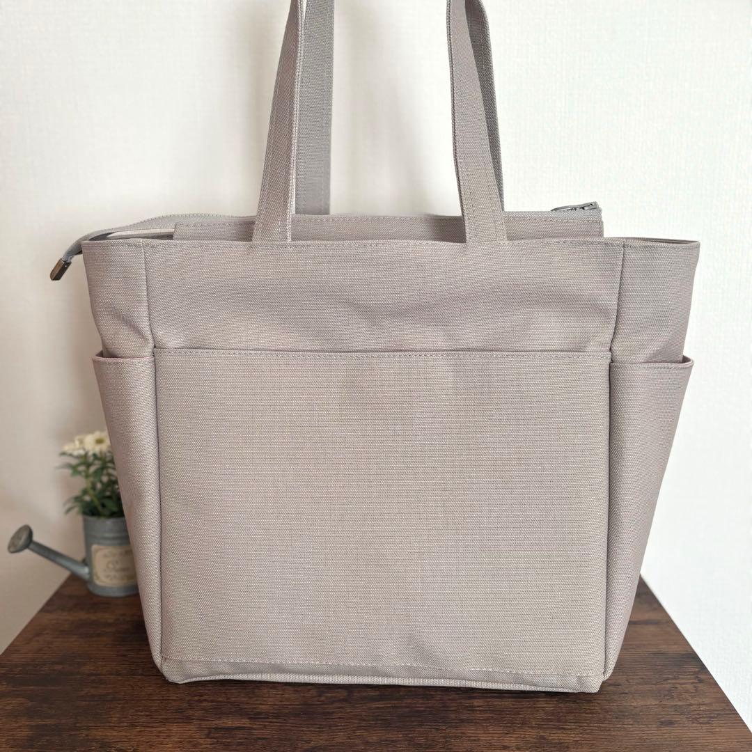 【ぽの】大きなリボンのサイドポケット付きトートバッグL 倉敷8号帆布