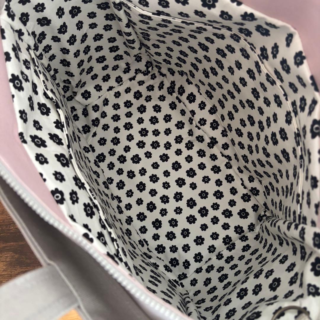 【ぽの】大きなリボンのサイドポケット付きトートバッグL 倉敷8号帆布