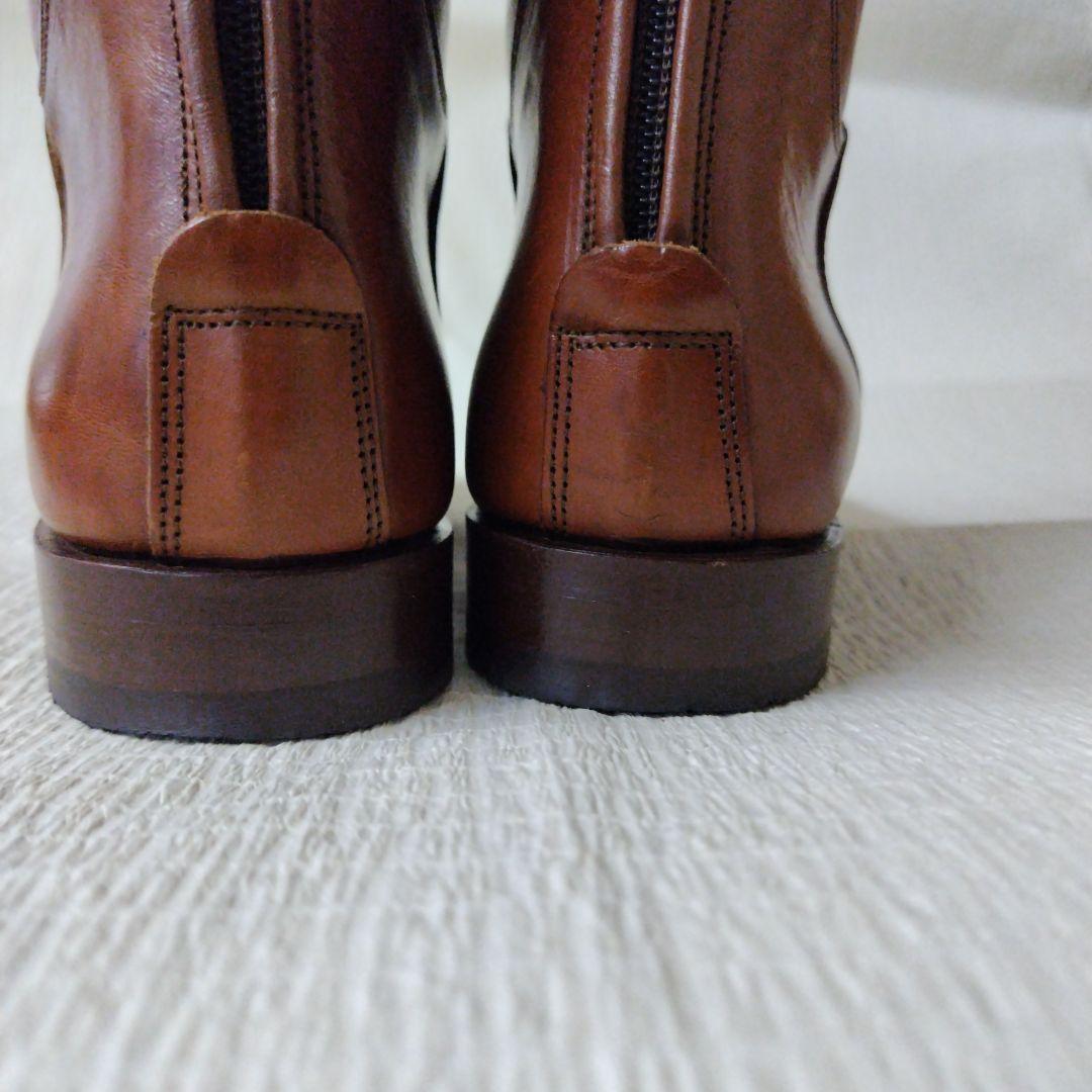 ブラウンレザー ロングブーツ ジッパー付き
