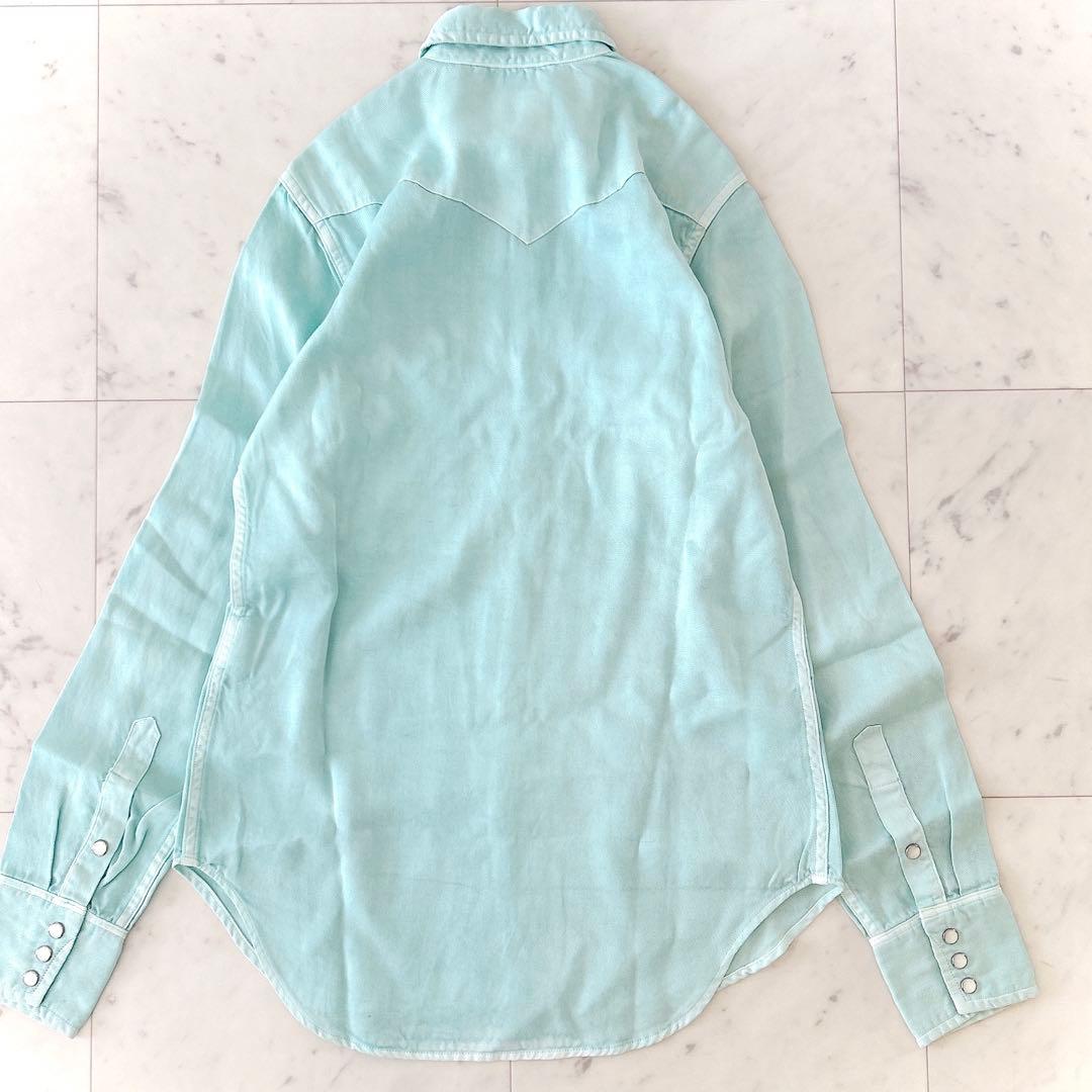 美品 マディソンブルー ウエスタンシャツ ライトブルー 長袖シャツ 02 刺繍