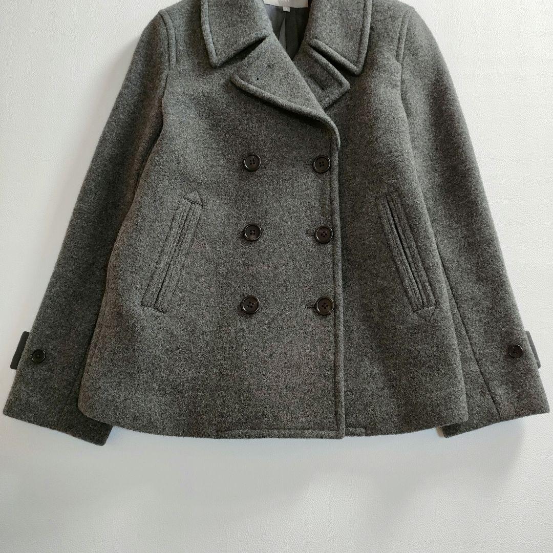 【極美品】マーガレットハウエル　高級カシミヤ混ピーコート　グレー　2