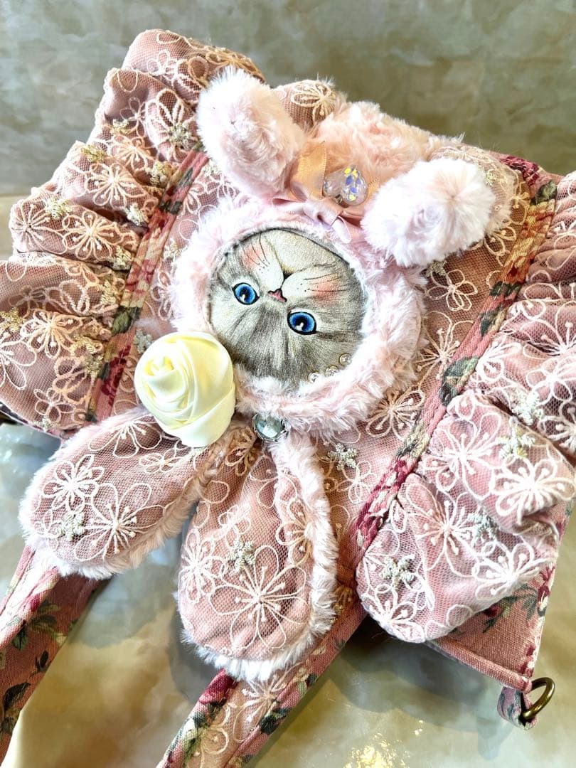 コヤンイサムチョン　アンティックローズ×ラメレース　ふわふわフリルバッグ