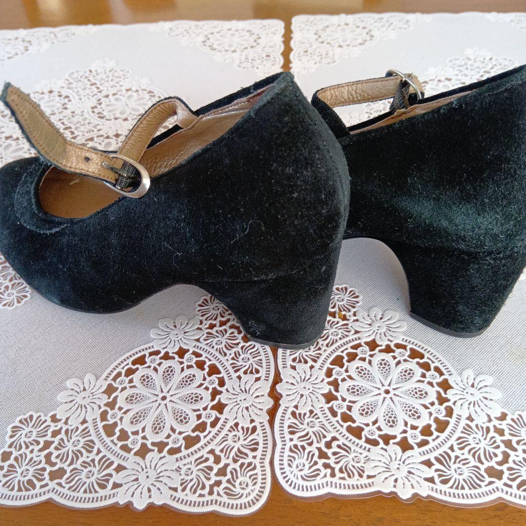 フラメンコ衣装セット 黒と白の水玉とダンスシューズ