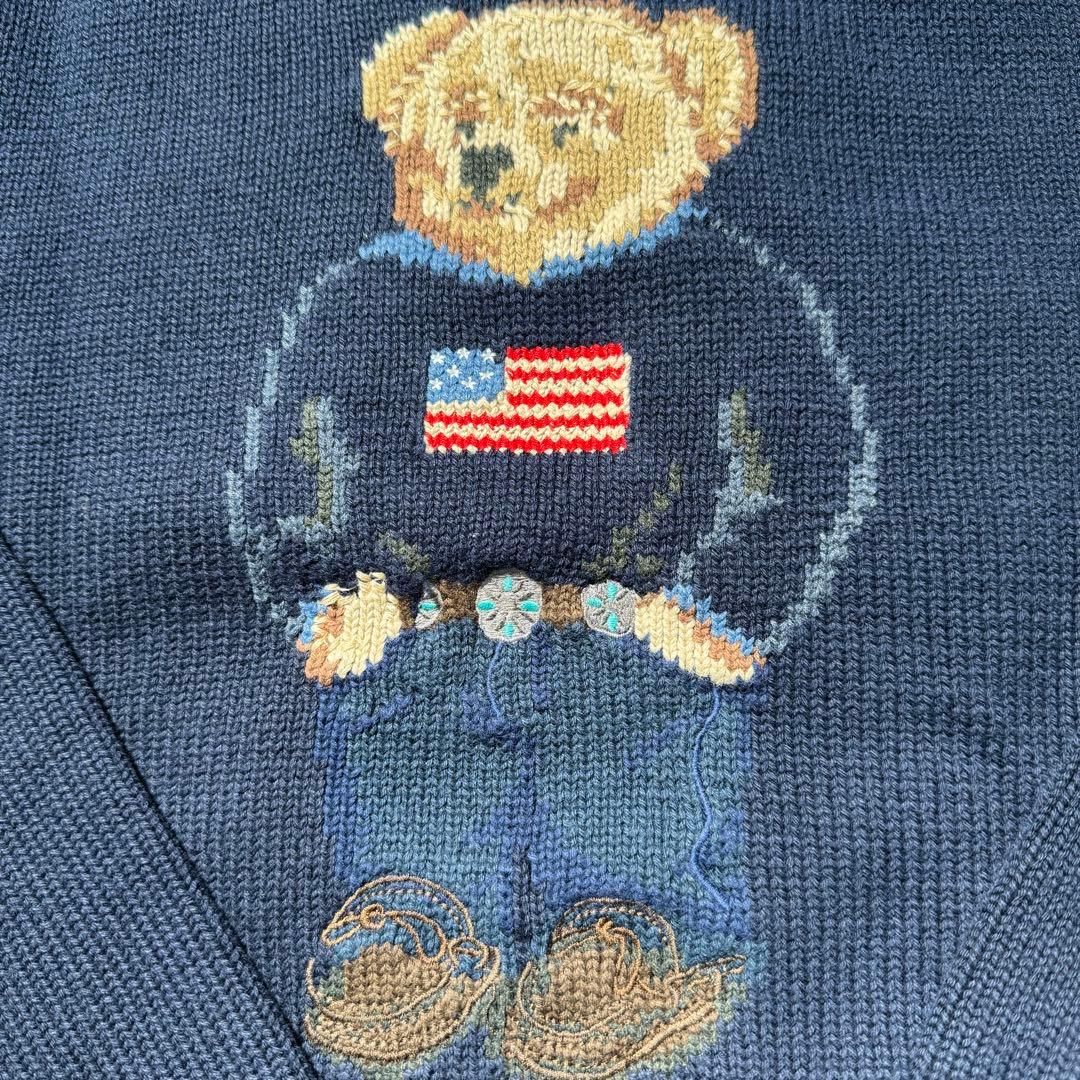 新品　M ポロベア ニット セーター ネイビー 国旗柄 メンズ レディース