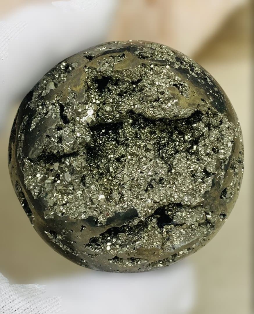 【希少】結晶きらめくパイライトスフィア✴︎富と守護を宿す｜天然石インテリア