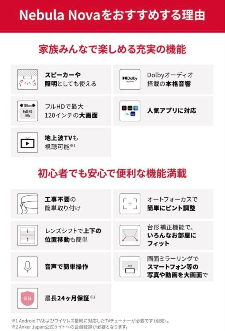 【Anker Nebula Nova】送料込み シーリングライト一体式