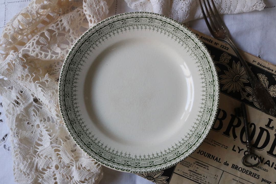 グリーン　コンポティエ　ケーキ台　クレールフォンテーヌ　ジャスミン