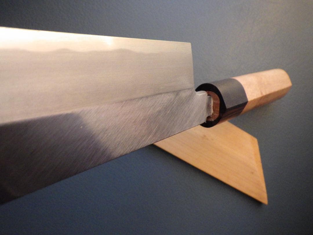 ゆ*ん様 ケンムキ包丁★白2鋼 185mmマチ 本鍛造・縞黒檀口輪柄★ 鞘付き