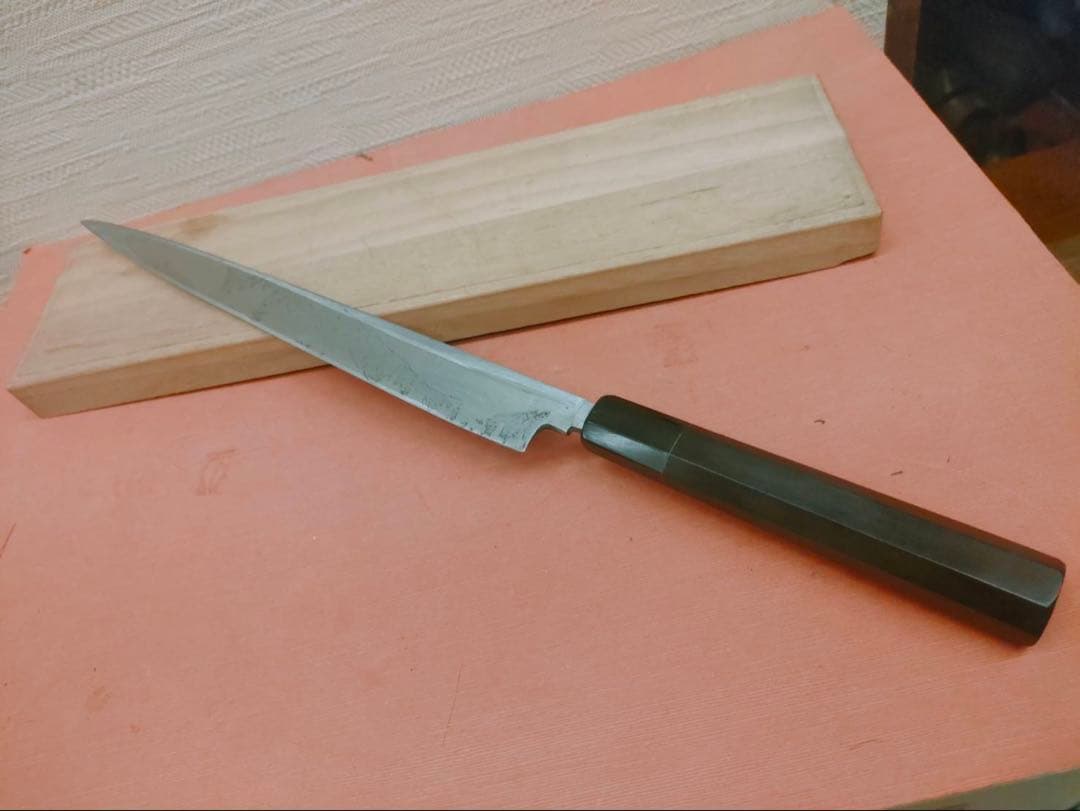 築地正本 刺身包丁 柄 黒檀に水牛 刃長30㎝