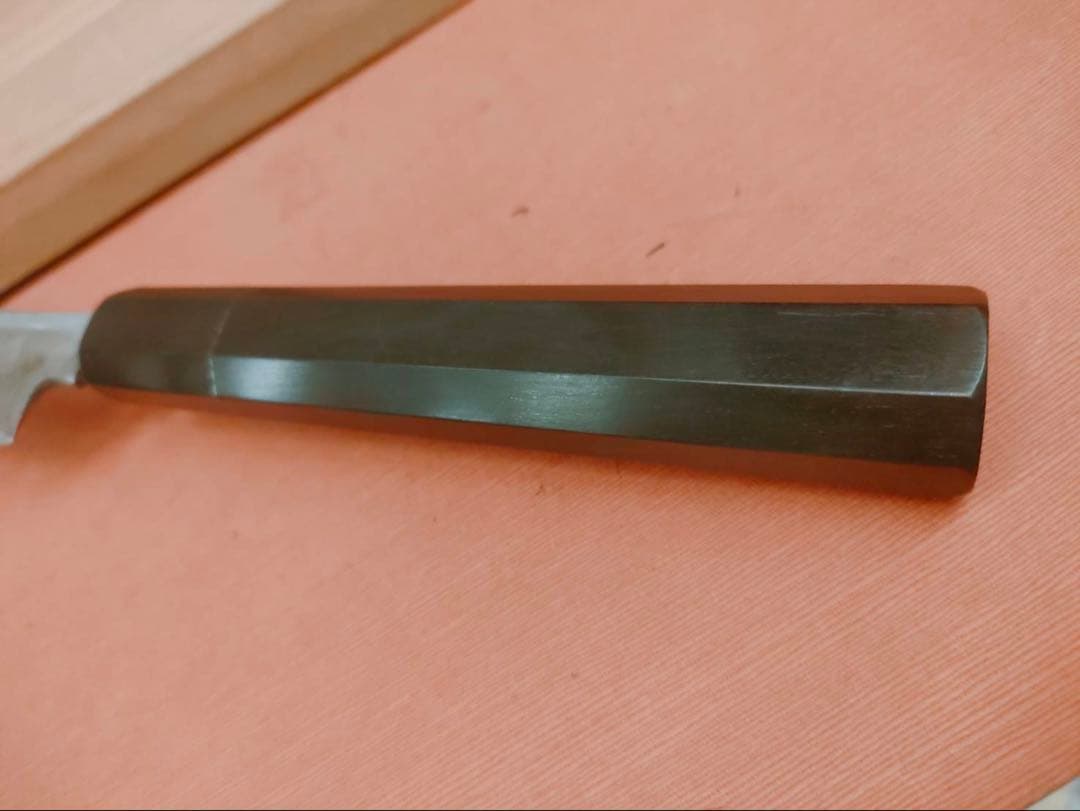 築地正本 刺身包丁 柄 黒檀に水牛 刃長30㎝